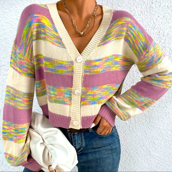 V-neck multicolor cardigan :) - Picture 6 of 6